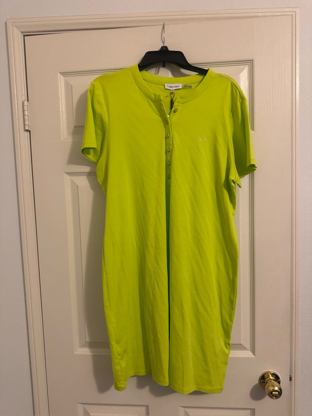 Calvin Klein Neon Lime Henley Short Sleeve Dress